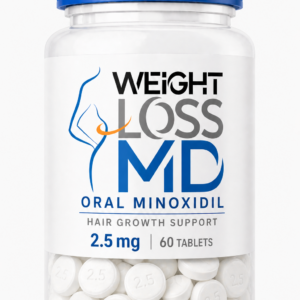 Weight Loss MD oral minoxidil bottle with white tablets, 2.5 mg hair growth support medication