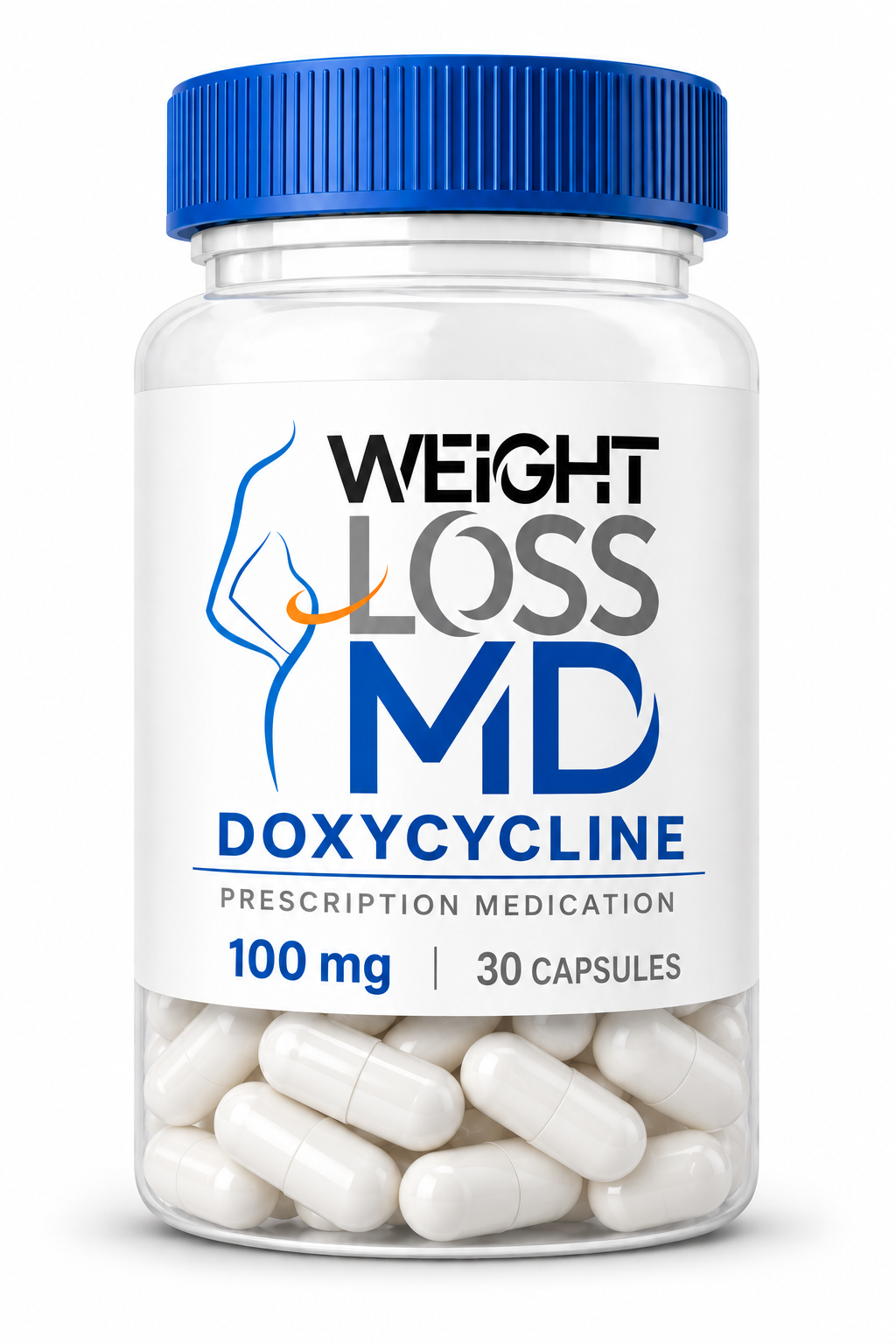 Doxycycline 100 mg | Weight Loss MD - Weight Loss MD Doxycycline 100 mg prescription medication bottle – Weight Loss MD