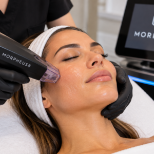 Patient receiving Morpheus8 RF microneedling facial treatment at Weight Loss MD